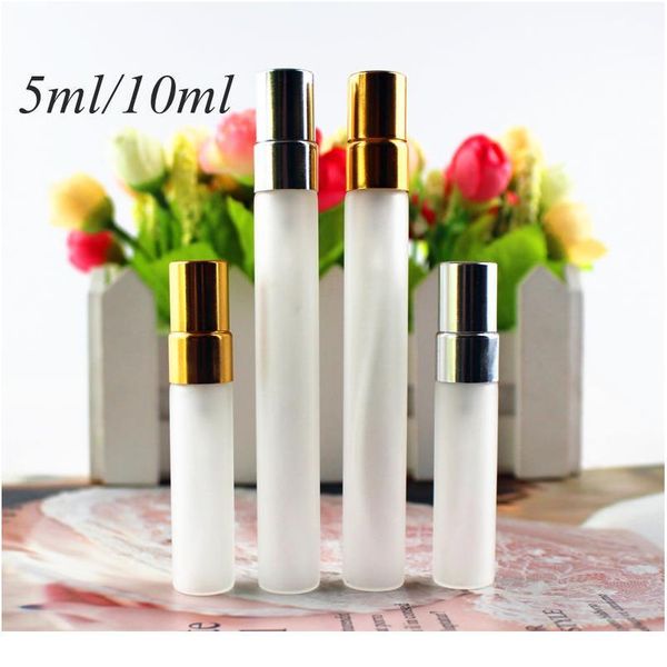 

20pcs/lot 5ml/10ml frosted thin glass spray bottle refillable perfume atomizer mini sample bottle perfume glas qyljye