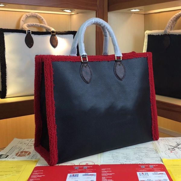 

f/w new style fashion leather plush womens bag large tote handbag shoulder bag luxurys designers bags ing