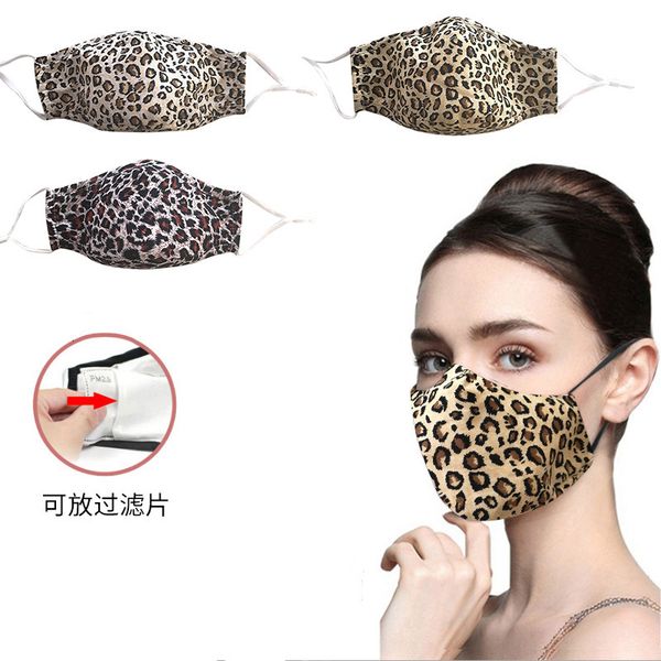 

2020 new designer masks can be placed pm2.5 filter, reusable, washable leopard print, cotton mask, fashion mask, Black