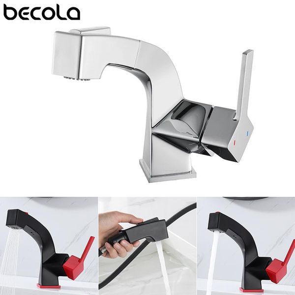 

bathroom sink faucets becola black/chrome pull out accessories single handle tap and cold water deck mount 2021a121