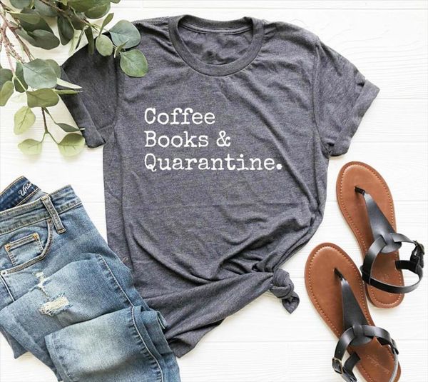 

кофейные книги amp; футболка карантина модный карантин рубашка книга любовник топ женские повседневные хлопковые гранж винтажные тройники, White