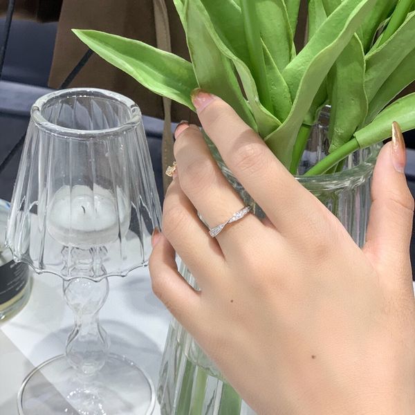 T GG Rings S925 anello a fascia in argento armonico con forma kont e dianond per le donne regalo di gioielli da sposa con borsa in velluto PS3612