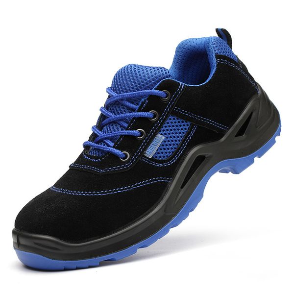 

male fashionable big toe of steel covers work shoes suede leather worker shoe platform safety boots ei70, Black