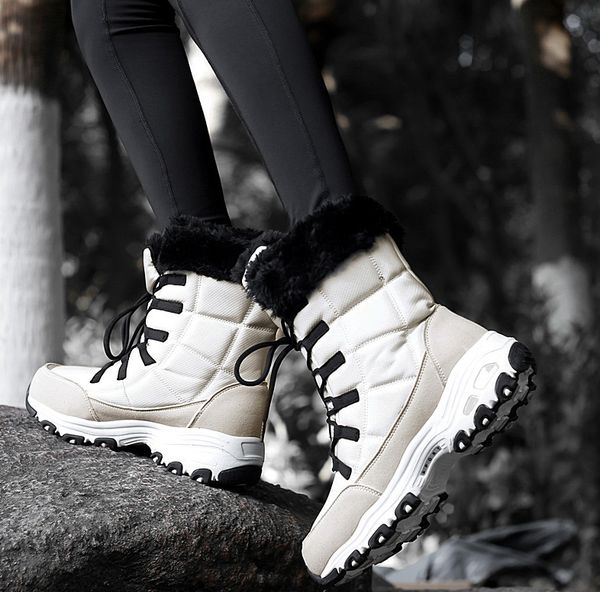 

2021 new snow boots winter keep warm waterproof fur ankle women shoes ladies lace-up plus size for 1xi0, Black