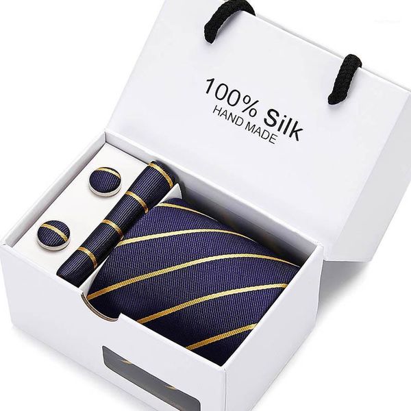 

bow ties 7.5cm wide business office men's wedding arrow dot plaid jacquard men tie handkerchief cufflinks gift box packaging1, Black;gray