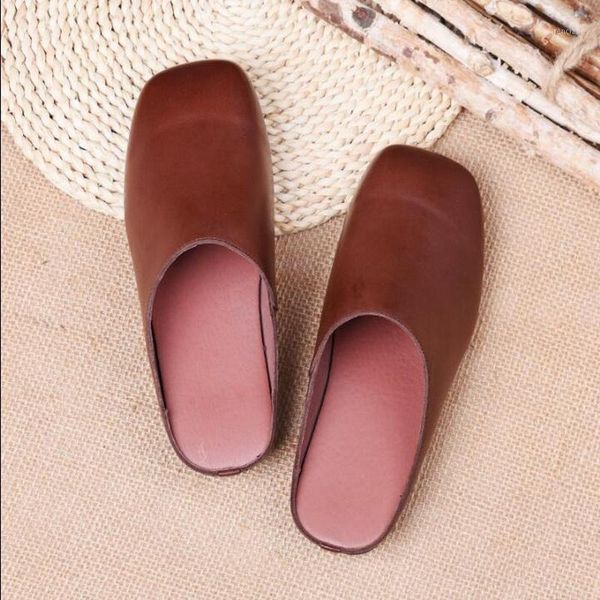 

slippers fashion simple comfortable flats genuine leather sandals casual women soft cowhide flip flops woman flat shoes1, Black