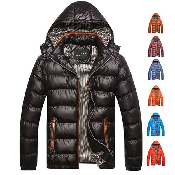 

winter jacket men warm down casual parka padded casual handsome coat q1210, Black