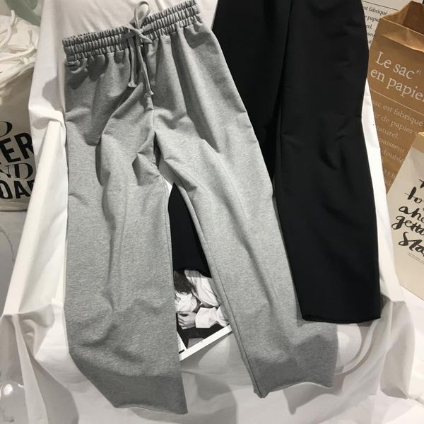 

pants women casual solid casual all-match females loose trendy leisure basic high-waist wide leg womens trousers lady, Black;white