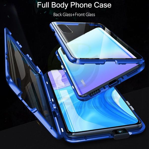 

magnetic case for huawei y9s case cover clear double side tempered glass shockproof hard bumper for huawei y9 s y9s mobile h jllrmz