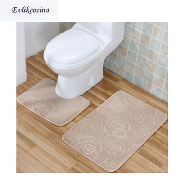 

bath mats 2pcs gray flowers bathroom toilet u type mat set non slip 40x50cm+50x80cm tapis salle de bain alfombra bano