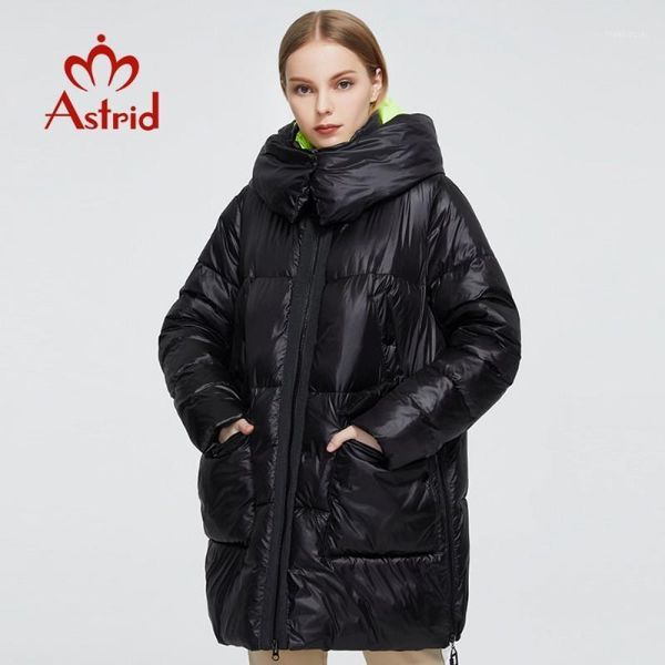 

astrid 2020 new winter women's coat women long warm parka fashion jacket hooded bio-down female clothing brand new design 72531, Black