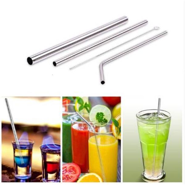 

4pcs reusable drinking sack 304 stainless steel metal straw with cleaner brush for mugsoutletk0wz