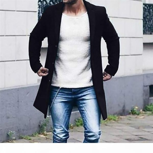 

new 2019 casual men's jackets men's autumn winter button slim long sleeve suit jacket trench coat blouse vintage mens coats, Tan;black