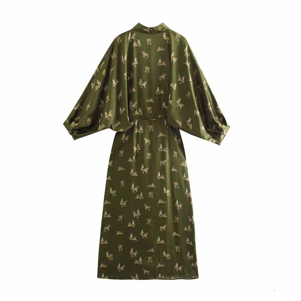 

new women green tiger print long shirt dress woman 2021 chic button puff sleeve party female casual dresses 8q35, Black;gray
