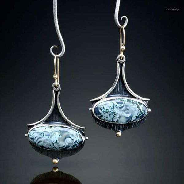 

vintage geometric oval marble bloom earring for women fashion ethnic ink painting resin earrings jewelry accessories o5d3851, Silver