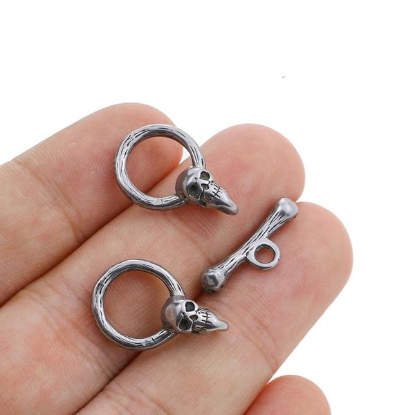 

2 смотрит в ретро хип-хоп череп из нержавеющей стали ot clasps toggle clasps пряжки разъемы для diy браслет ожерелье ювелирные изделия изгот, Bronze;silver