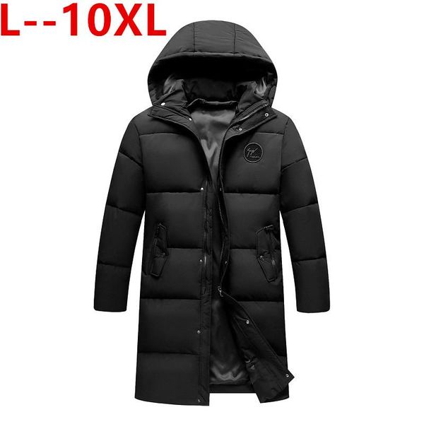 

men's down & parkas long 6x 10xl winter 8xl jacket warm windproof casual outerwear padded cotton coat big pockets men, Black