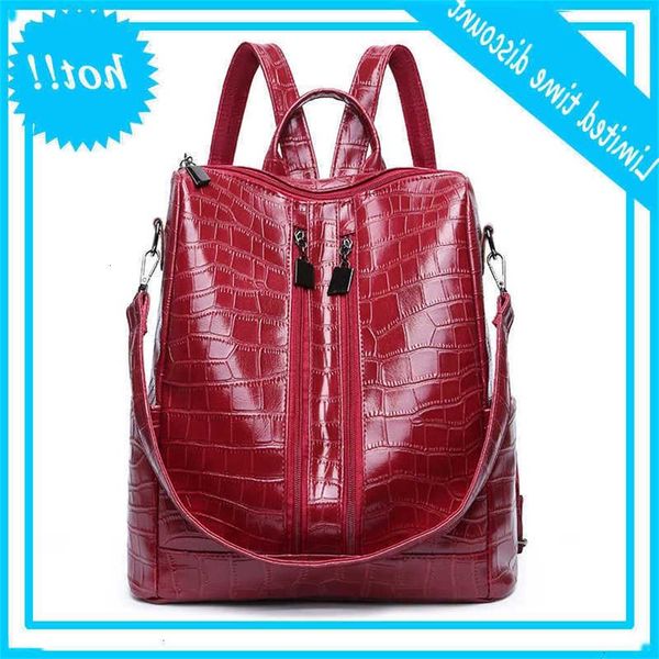 

brand luxe new casual women crocodile pattern backpack black mochila feminina
