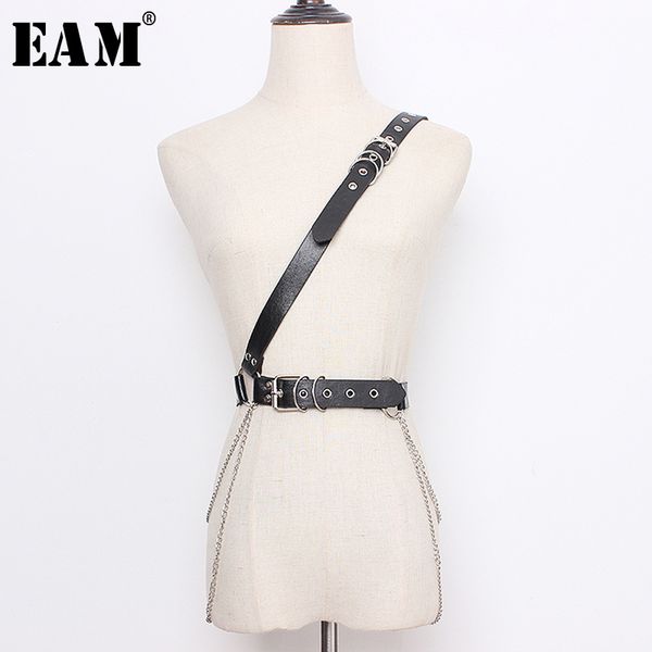 

eam] pu leather black metal circle spit joint strapless belt personality women new fashion tide all-match spring 2020 1t714 t200427, Black;brown
