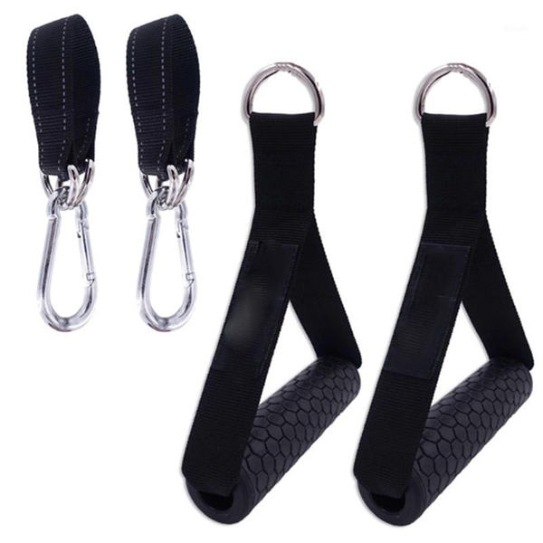 

1 pair nylon webbing gym resistance bands handles anti-slip tpr grip strong fitness heavy duty cable machine workout equipment1