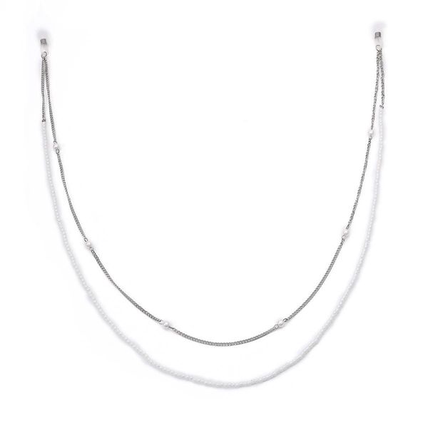 

2020 luxury chic street double layer pearl beaded chain sunglasses fashion handmade imitation pearl glasses holder lanyards h jllzln