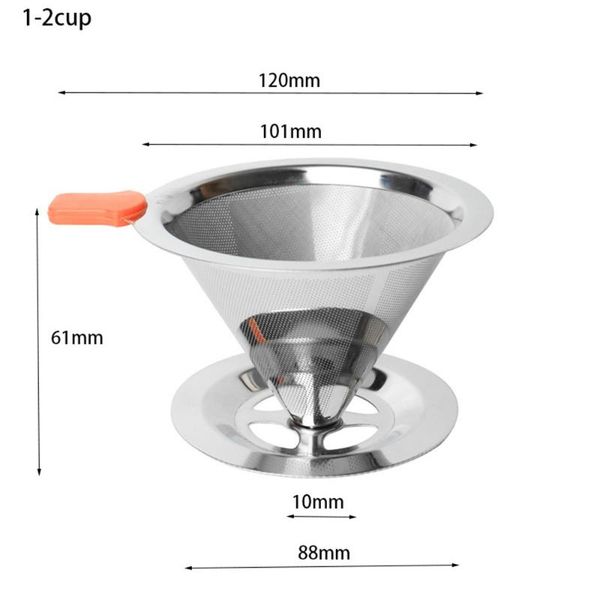 

dripper coffee funnel stainless steel pour over mesh strainer durable practical