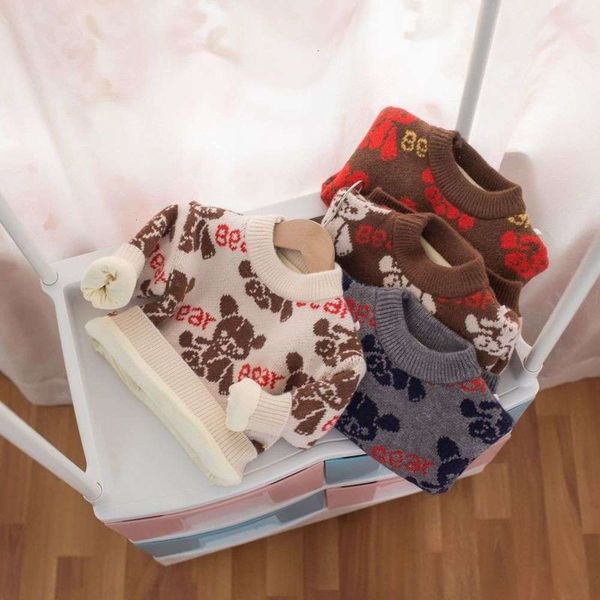 

2020 winter mmtkids children's sweater girls cute cartoon bear plush thickened y432, Blue