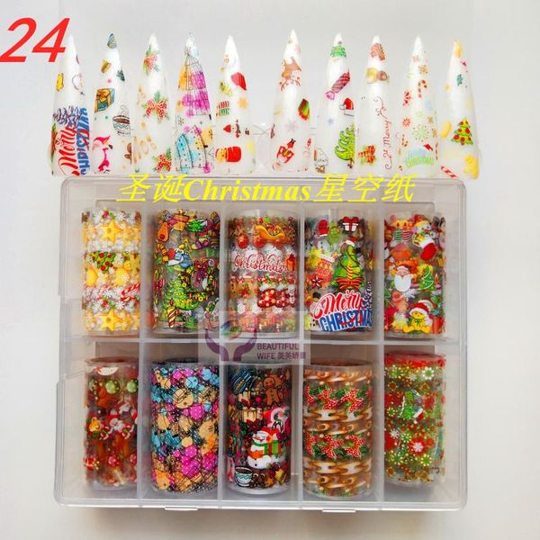 

10 designs holographic flower nail foil set transfer nails stickers art floral prints mix decal slider diy manicure decoration, Black