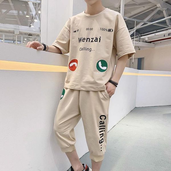 

summer casual suit men's 2020 tide loose casual men's short sleeve t-shirt1, Gray