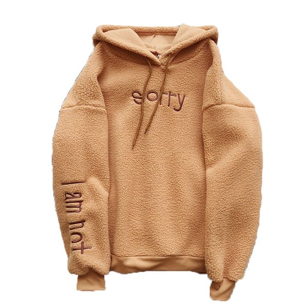 

fashion brand trendy loose casual cardigan jacket women youth lambswool embroidery zipper hoodies us size women, Black