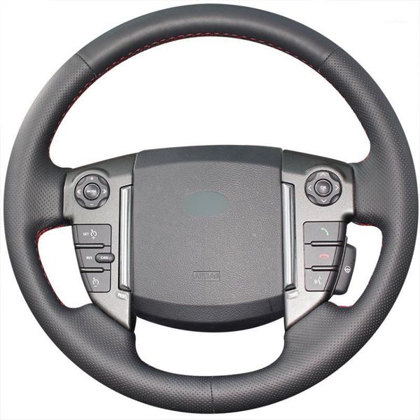 

hand-stitched black artificial leather anti-slip car steering wheel cover for ander 2 2013-20201