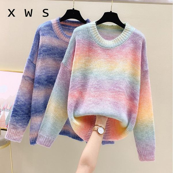 

women's sweaters fashion stripe kint oversized sweater women loose casual long sleeve o neck patchwork autumn winter pullover jersey mu, White;black
