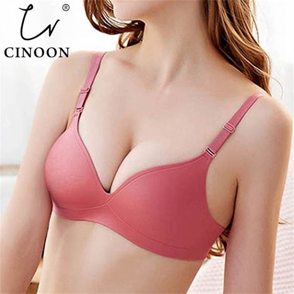 

cinoon new gather bras for women push up lingerie seamless bra bralette wireless brassiere female underwear intimates lj200821, Red;black