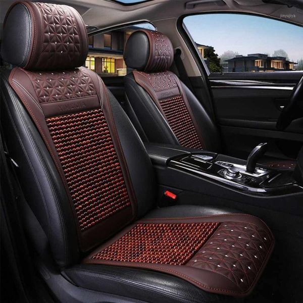 

car seat covers wooden bead cushion summer cool leather cover breathable handmade auto mat pad universal accessories1