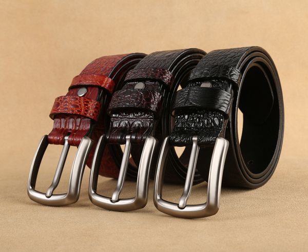 

explosive models casual second layer leather crocodile pattern leather men's belt manufacturers wholesale, Black;brown