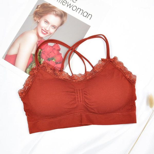 

2019 new soft cotton bra lace patchwork padded bras push up lengerie mulher for women cross back feminino fitness lingerie1, Red;black