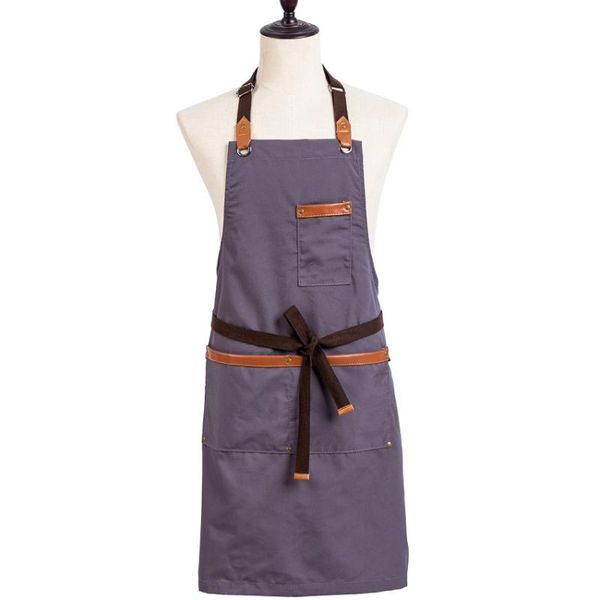 

2021 new fashion cooking canvas kitchen apron for woman men chef cafe shop bbq aprons baking restaurant pinafore bib