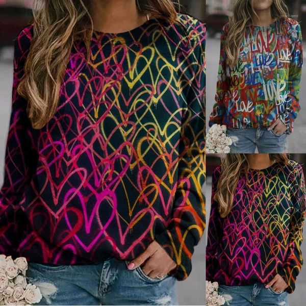 

autumn women's pullover sweater style valentine's day printing long-sleeved round neck pullover sweater 50*1, White;black