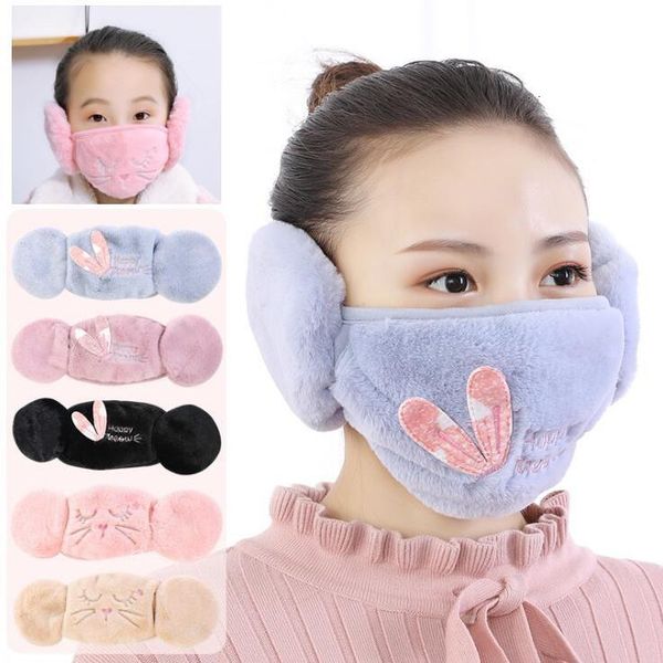 

mask protective us ear stock mouth kids/adults size 15 colors cute cat bear pig design 2 in 1 winter warm face