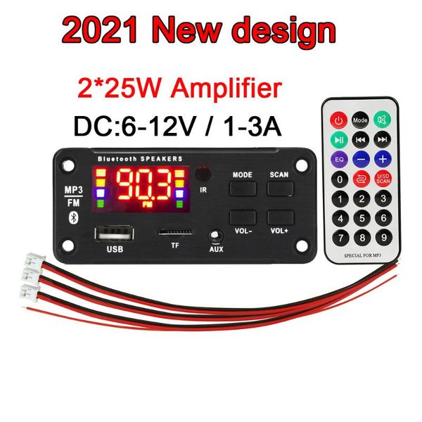 

& mp4 players 2*25w mp3 player decoder board 6v-18v bluetooth 5.0 car fm radio module support tf usb aux 3.5 wma decoding kit