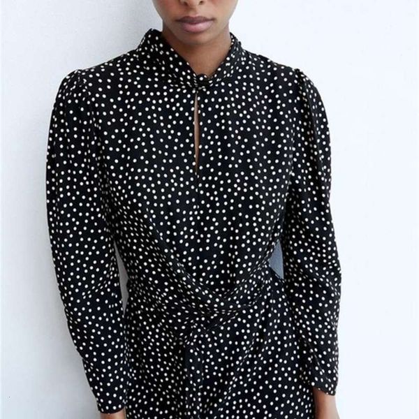 

autumn za2020ra the same new women's trend light mature storm point long sleeve mini dress for women, Black;gray