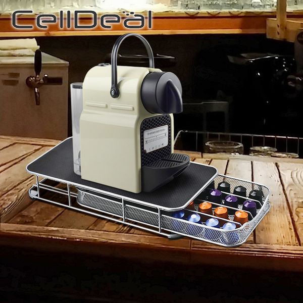 

celldeal stainless pod holder storage drawer organizer rack for 40pcs nespresso capsules coffee display q0109