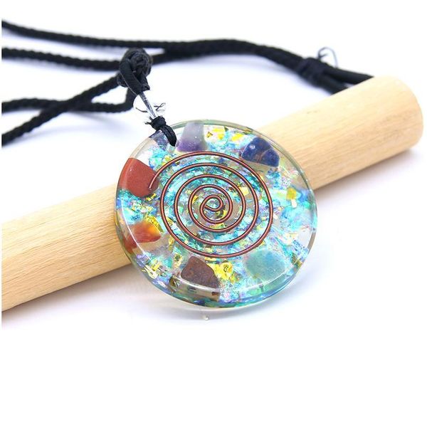 

new fashion seven vein energy pendant necklace men's energy healing pendant rainbow crystal stone ladies qylqhx, Black