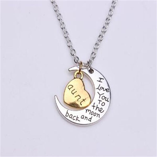 

moon heart english alphabet pendant necklace for family mom dad sun daughter sister brother grandma grandpa aunt
