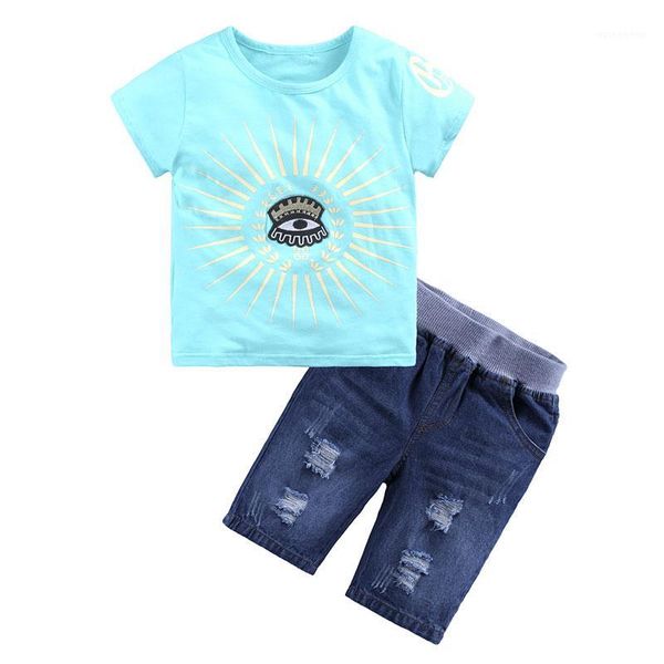 

clothing sets casual children boy set summer kids boys clothes cotton +short jeans short sleeve suits1, White