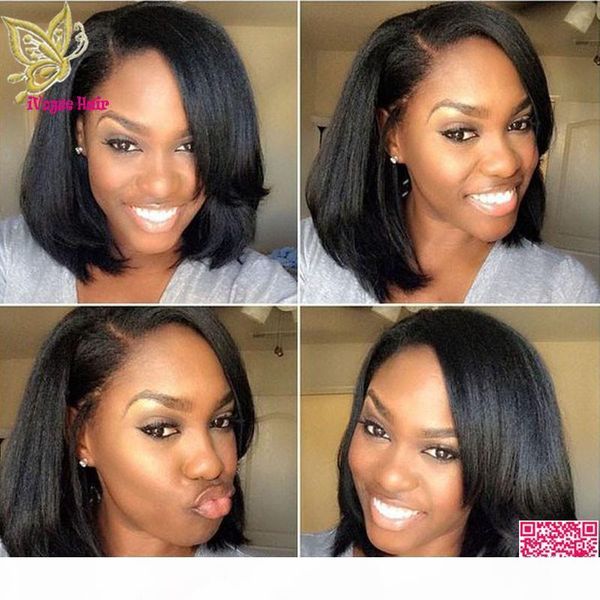 

peruvian yaki straight u part wigs bob human hair upart wigs right part u shaped wig 1"x4" opening for black women, Black;brown