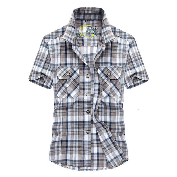 

lapel short men's plaid summer thin loose casual half sve inch shirt, White;black