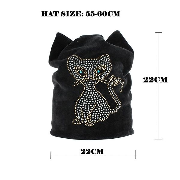 

flb] cat ear beanies женщины зима теплая бархатная шляпа женский двухслойный толстые skullies beanie cute ушанке cap девушки f18053 jllzvh, Black;white