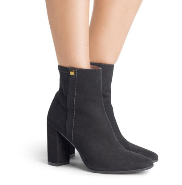 

boots winter ankle bootie women plus big size daily shoes high heel pumps, Black