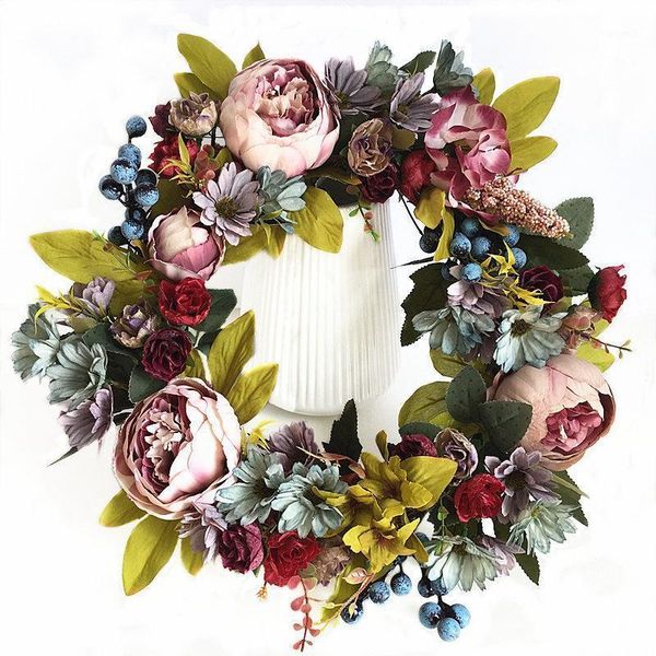 

16 inch peony simulation holiday wreaths,artificial wreath,door backdrop ornaments, home decorate wedding decoration1